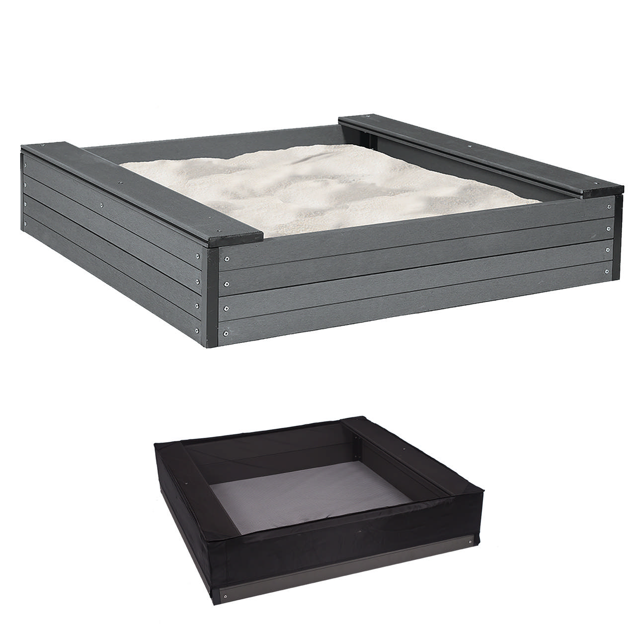 Sandbox with seats WPC 120 x 120 cm incl. Net NORDIC PLAY