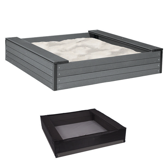 Sandbox with seats WPC 120 x 120 cm incl. Net NORDIC PLAY