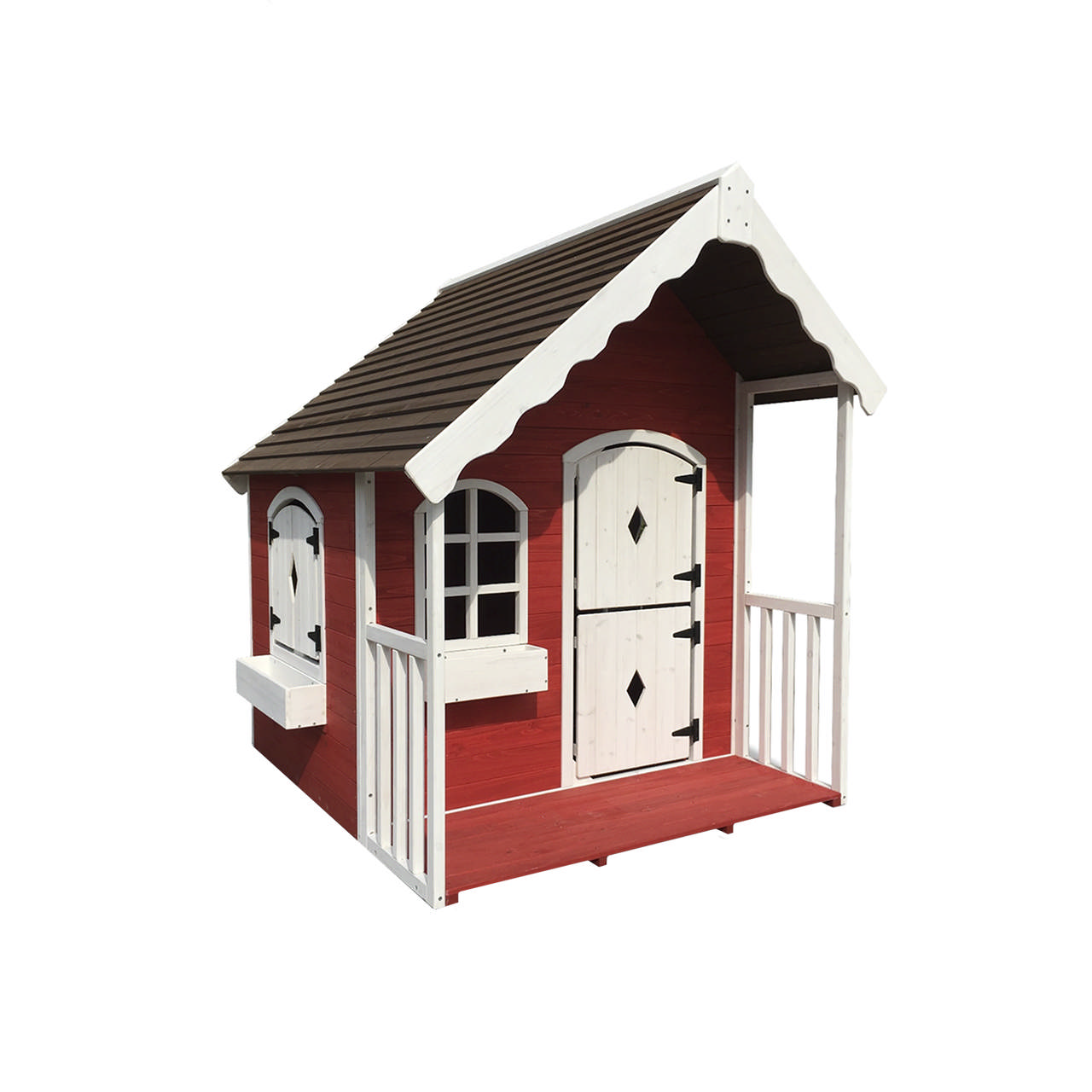 Playhouse with veranda Red/white 134 x 130 x 150 cm NORDIC PLAY