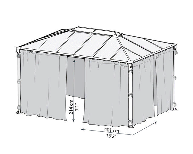 Curtain set for Martinique 4300 & Milano 4300 rectangular garden gazebo Palram - Canopia