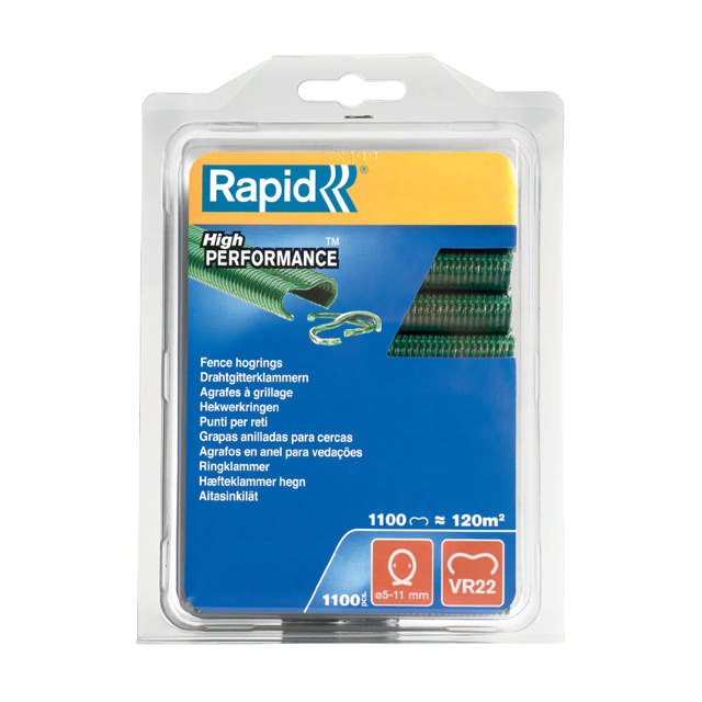 Rapid VR22 staples for fence pliers FP222, green