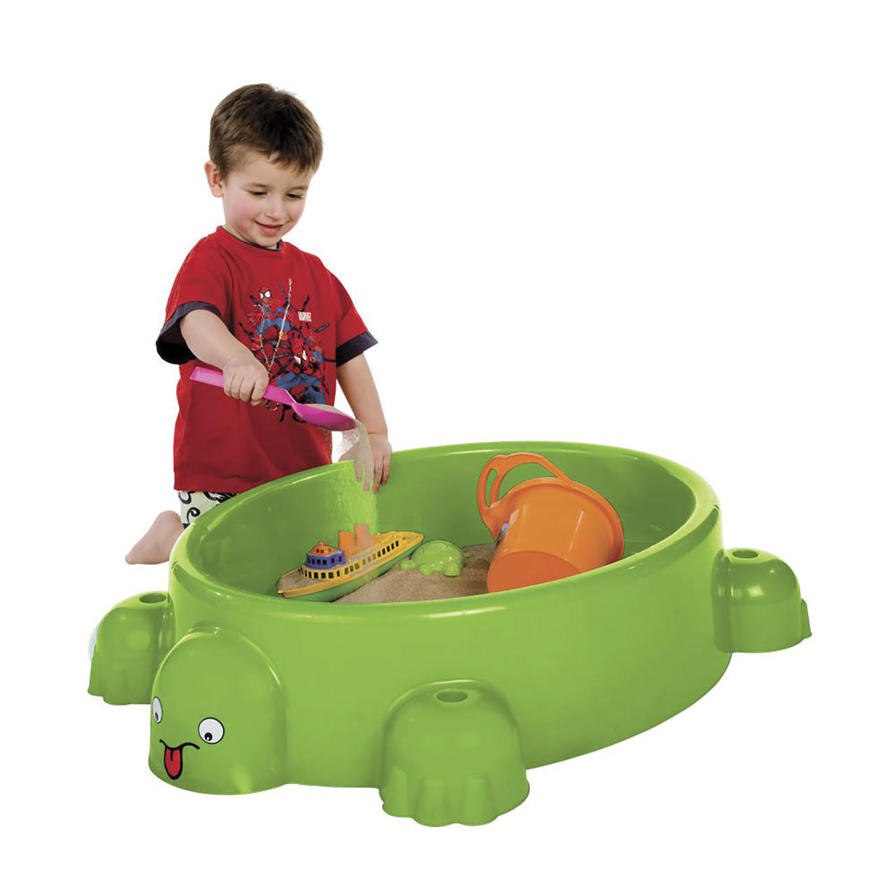 Sandpit, plastic, turtle with lid smile, green PARADISO TOYS