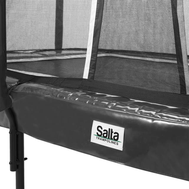 First Class trampoline, rectangular 366 x 214 cm, black, incl. ladder and safety net Salta