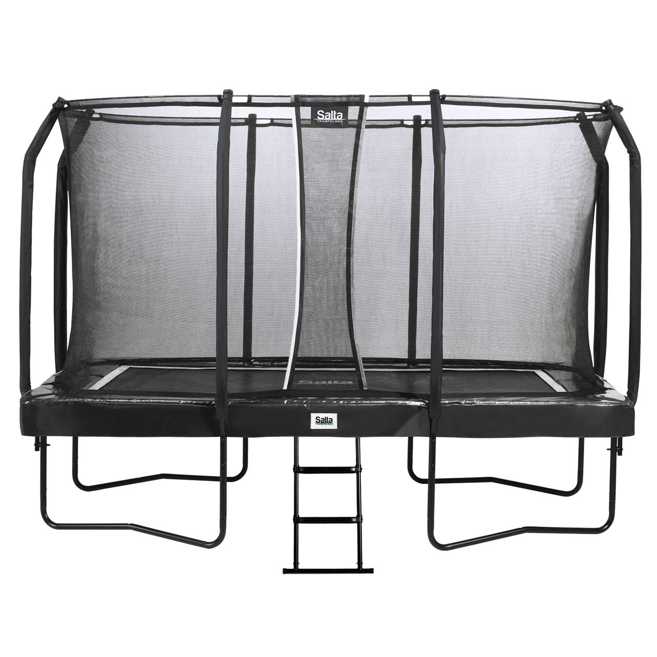 First Class trampoline, rectangular 366 x 214 cm, black, incl. ladder and safety net Salta