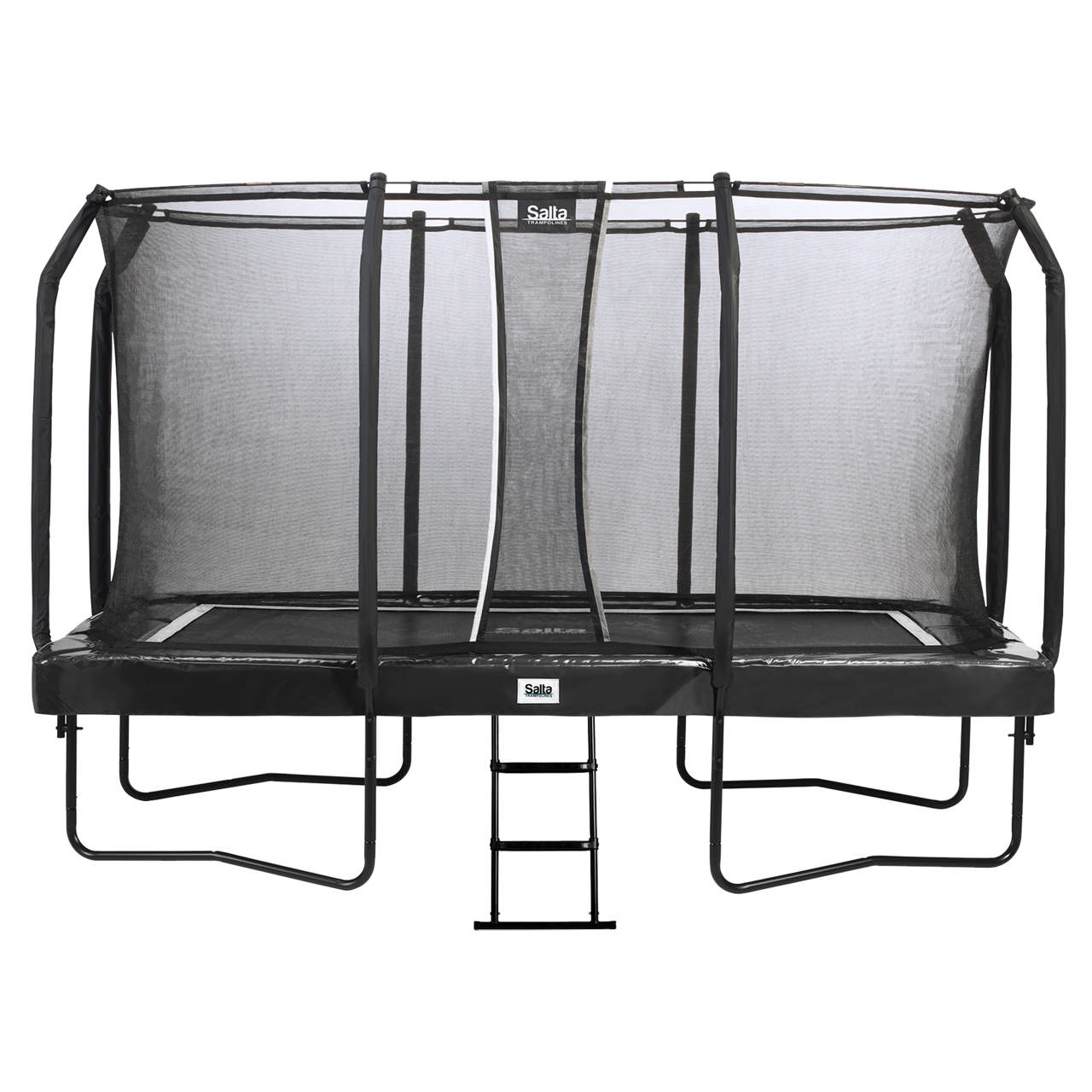 First Class trampoline, rectangular 244x427 cm, black, incl. ladder and net Salta