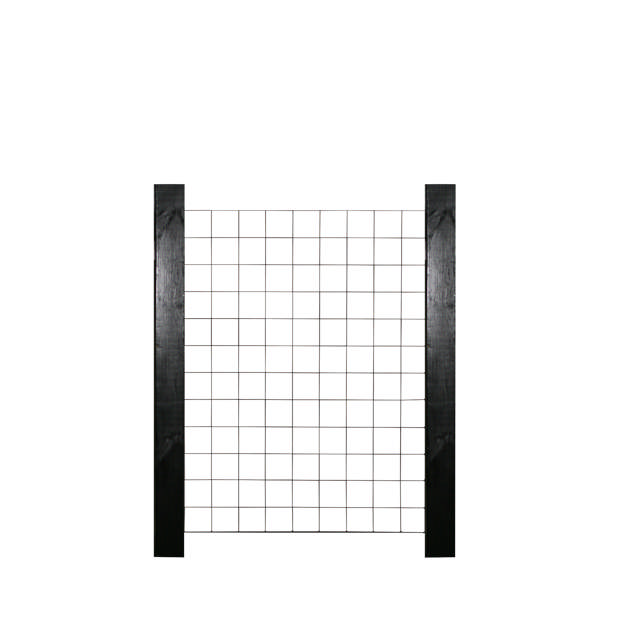 3 Panel HORTUS galvanised mesh trellis 90 x 120 cm including brackets and 4 black painted, 240 cm, fencing posts