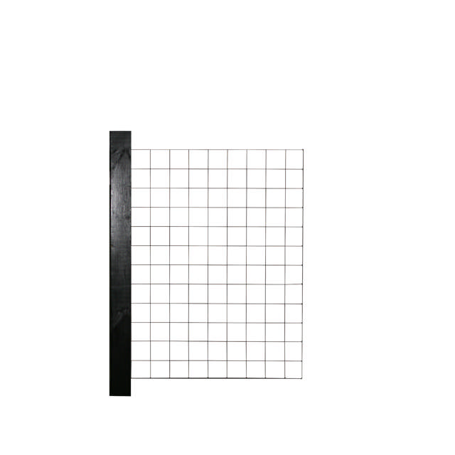 Supplementary HORTUS galvanised mesh trellis 90 x 120 cm including brackets and 4 black painted, 240 cm, fencing posts 