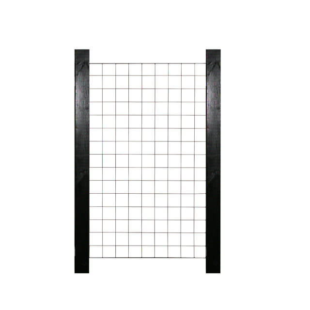 3 Panel HORTUS galvanised mesh trellis 90 x 150 cm including brackets and 4 black painted, 240 cm, fencing posts  