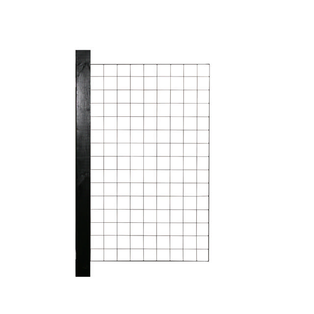 Supplementary HORTUS galvanised mesh trellis 90 x 150 cm including brackets and 4 black painted, 240 cm, fencing posts 