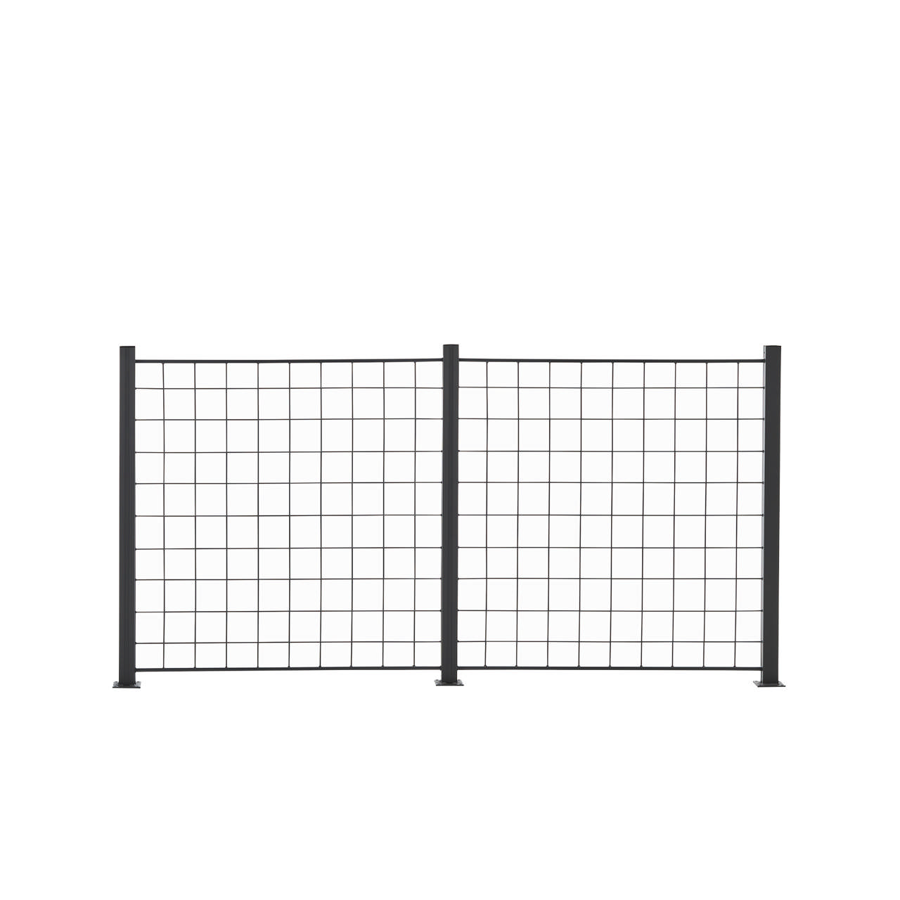 2 Panel anthracite trellis 100 x 100 cm including 3 aluminium, 108 cm, fencing posts