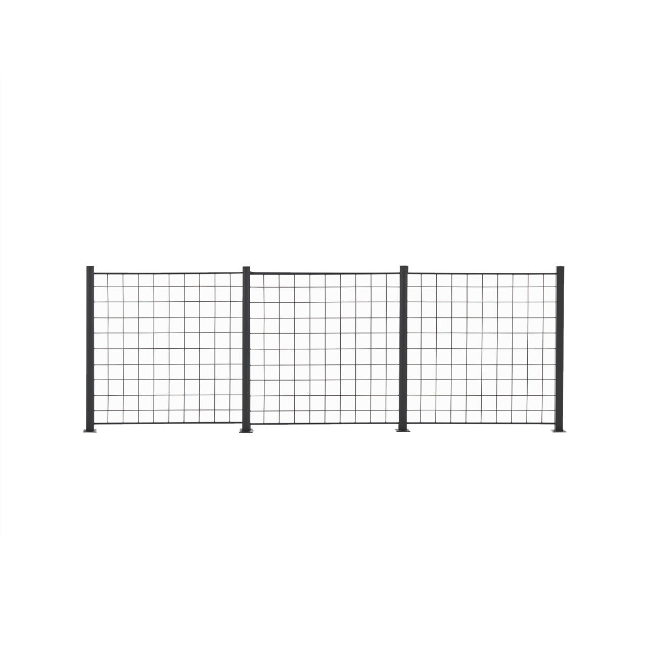 3 Panel anthracite gray trellis 100 x 100 cm including 4 aluminium, 108 cm, fencing posts