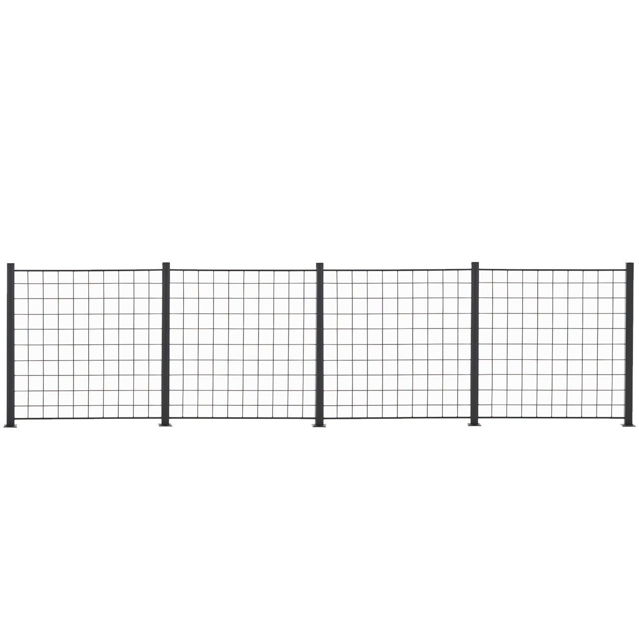 4 Panel anthracite gray trellis 100 x 100 cm including 5 aluminium, 108 cm, fencing posts