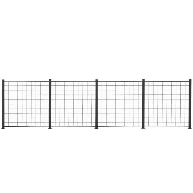 4 Panel anthracite gray trellis 100 x 100 cm including 5 aluminium, 108 cm, fencing posts