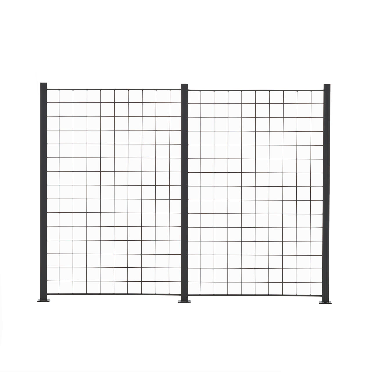 2 Panel anthracite trellis 150 x 100 cm including 3 aluminium, 158 cm, fencing posts 