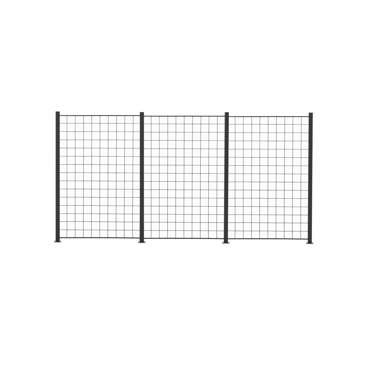 3 Panel anthracite trellis 150 x 100 cm including 4 aluminium, 158 cm, fencing posts 