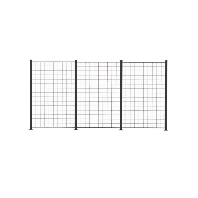 3 Panel anthracite trellis 150 x 100 cm including 4 aluminium, 158 cm, fencing posts 
