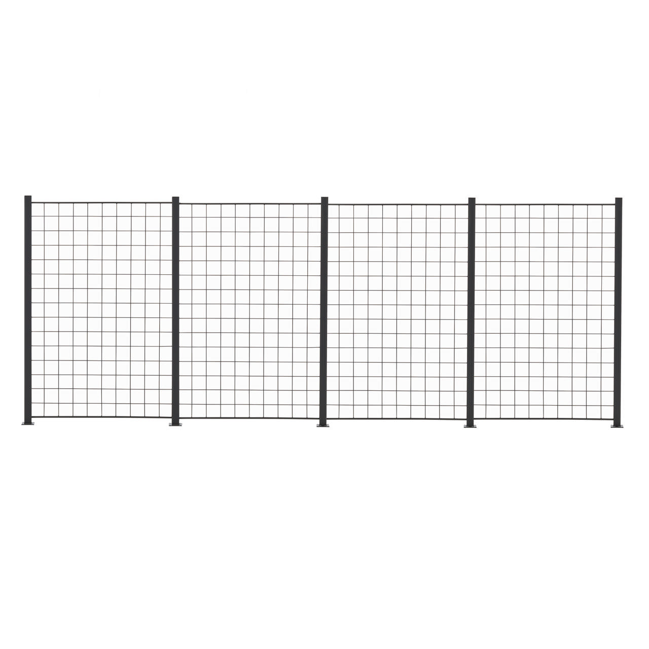 4 Panel anthracite trellis 150 x 100 cm including 5 aluminium, 158 cm, fencing posts