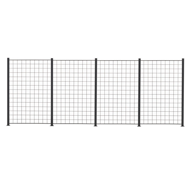 4 Panel anthracite trellis 150 x 100 cm including 5 aluminium, 158 cm, fencing posts