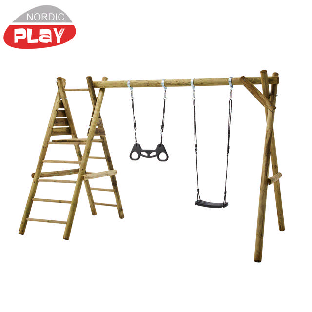 Swing set incl. 1 black swing and 1 black trapeze and fittings, slide not included NORDIC PLAY