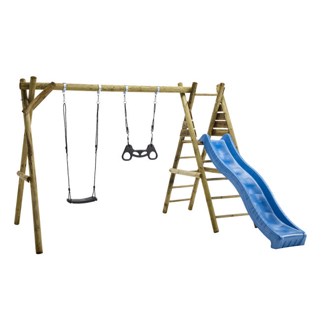 Swing set incl. 1 black swing , 1 black trapeze, fitting and 1 blue  slide NORDIC PLAY