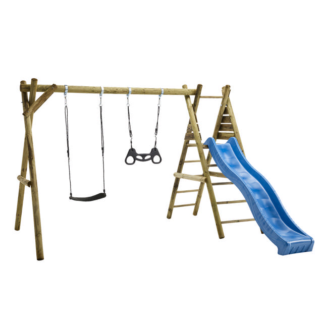 Swing set incl. 1 black swing , 1 black trapeze, fitting and 1 blue  slide NORDIC PLAY