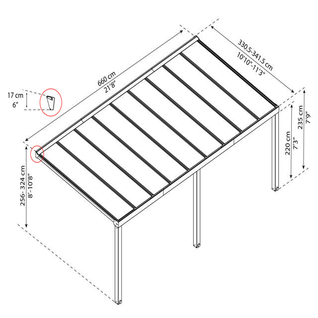 Patio cover Stockholm 3.4 x 6.6 m, anthracite Palram - Canopia