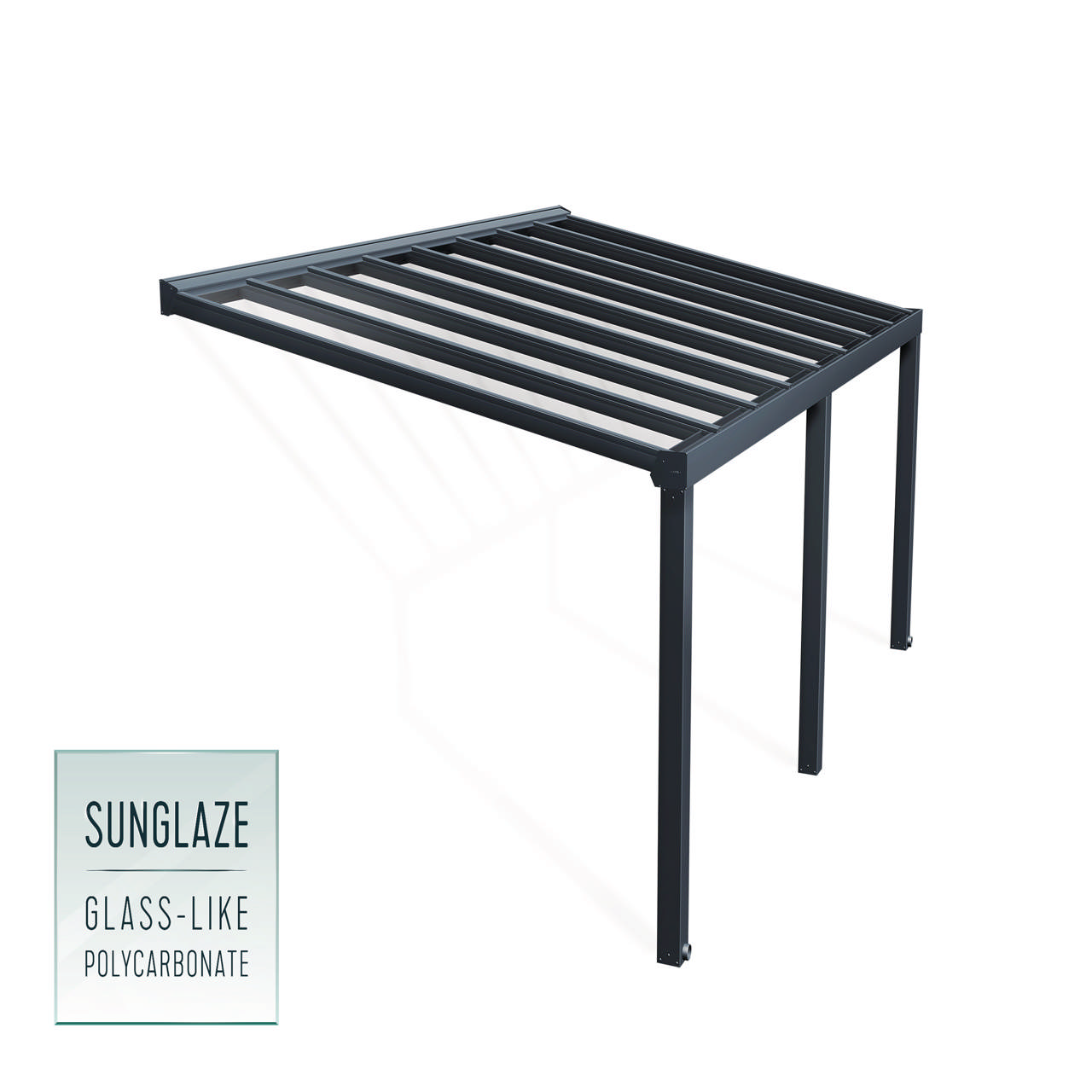 Patio cover Stockholm 3.4 x 5.9 m, anthracite incl. roof curtains Palram - Canopia