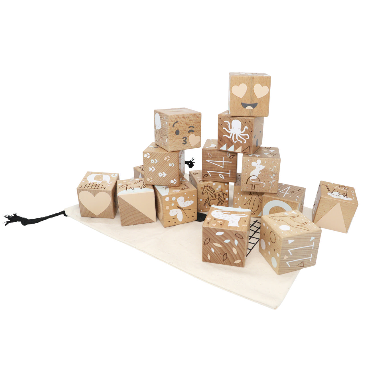 Wooden blocks in beech 16 pcs. NORDIC PLAY Nature