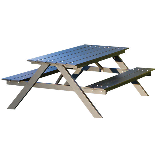 Kids picnic table model A black nonwood and alu. Frame HORTUS