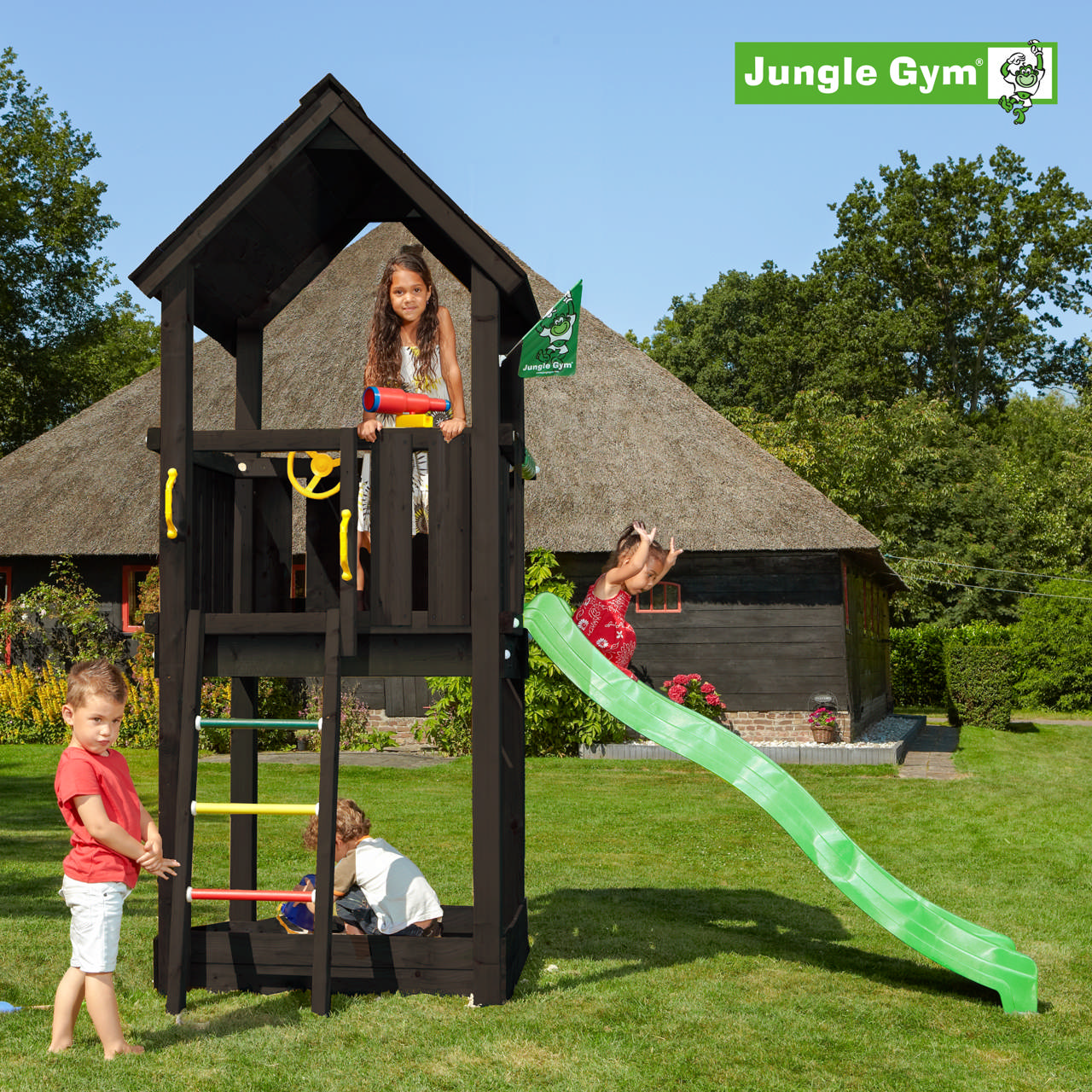 Playtower Jungle Gym Club 2.1, primed black, w/green slide