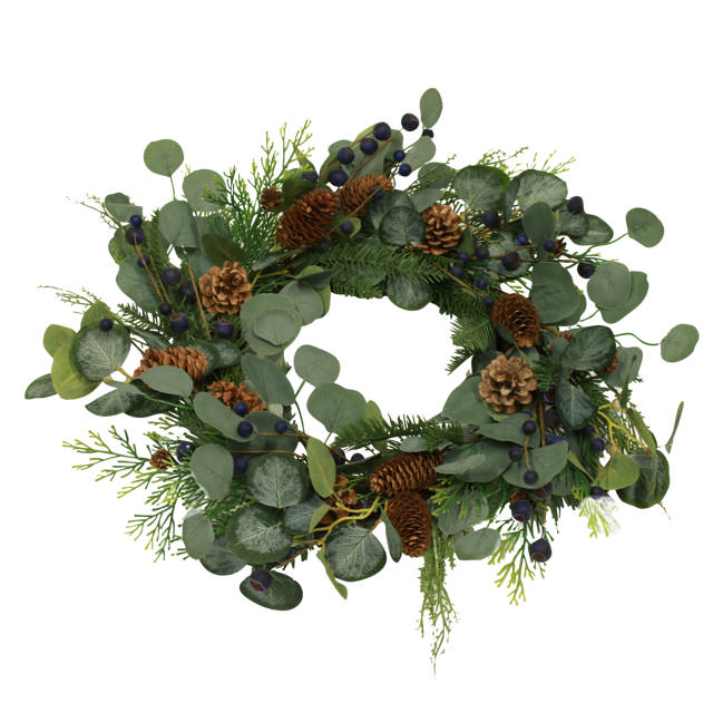 Artifcial wreath Ø50 cm w/blueberries