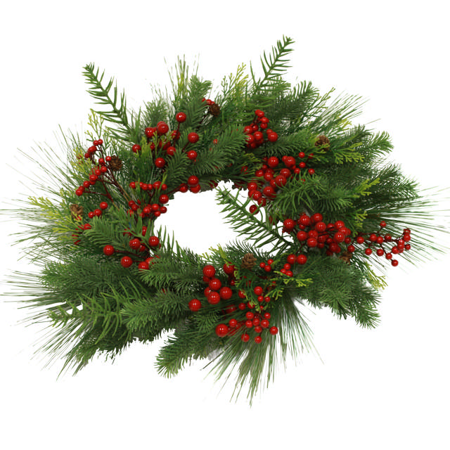 Artifcial wreath Ø60 cm m bær w/berries and pine needles