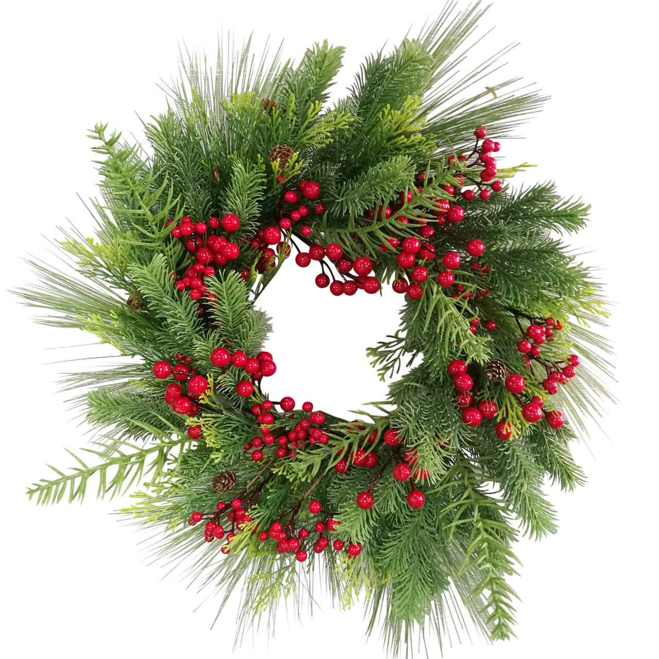 Artifcial wreath Ø60 cm m bær w/berries and pine needles