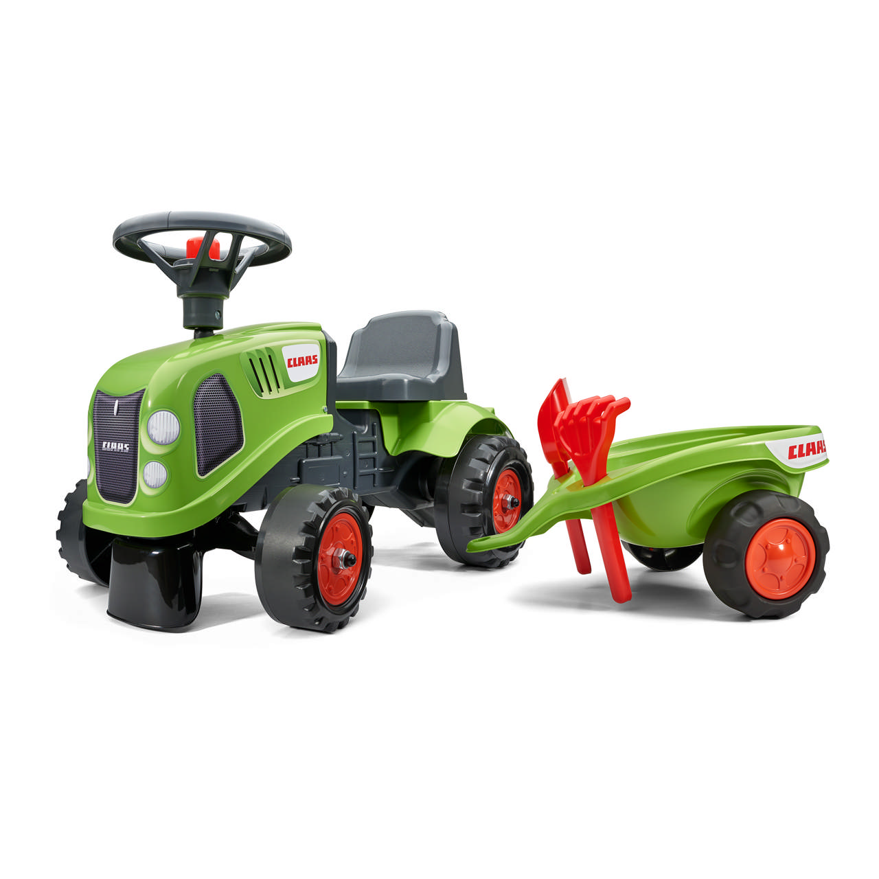 Tractor with trailer, rake and shovel Baby Claas FALK