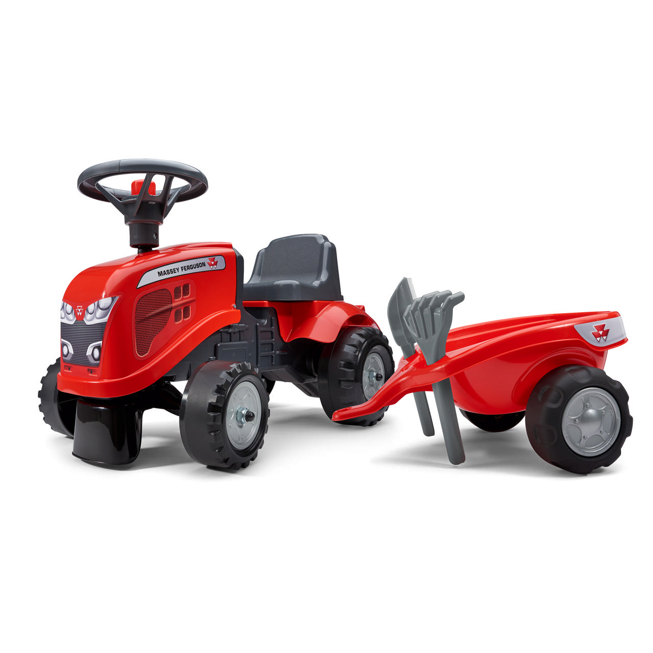 Ride-on tractor with trailer, rake and shovel Baby Massey Ferguson FALK