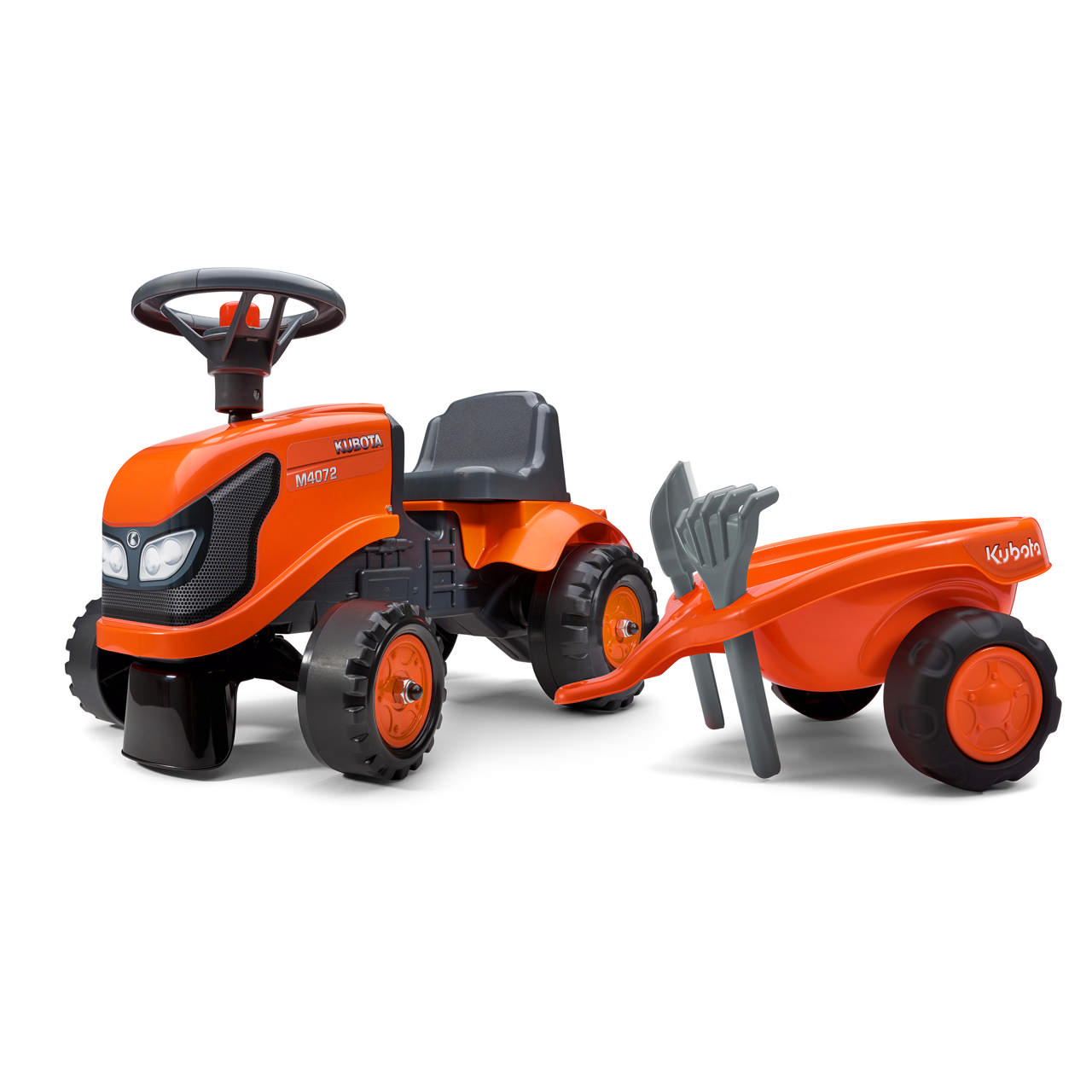 Tractor with trailer, rake and shovel Baby Kubota FALK