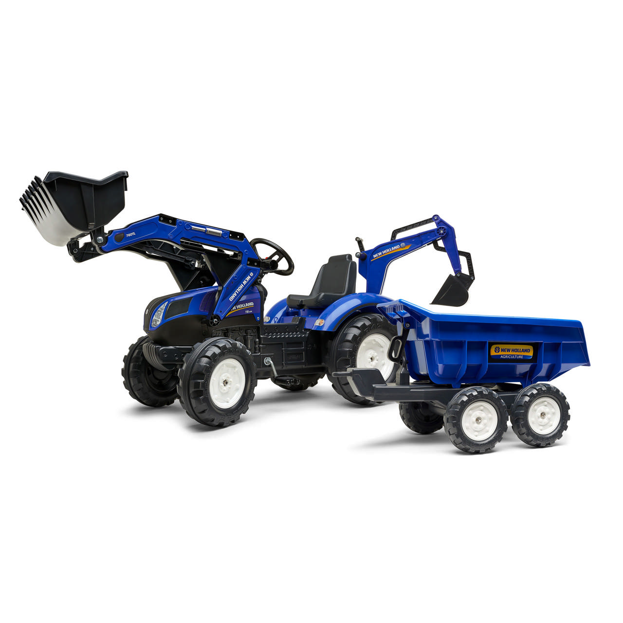 Backhoe with excavator and tilt trailer FALK New Holland