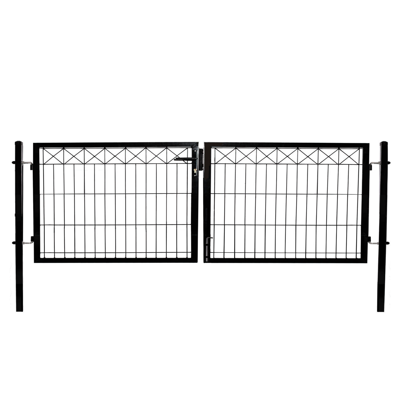 Double gate for panel fence with “X” decoration, 300 cm
