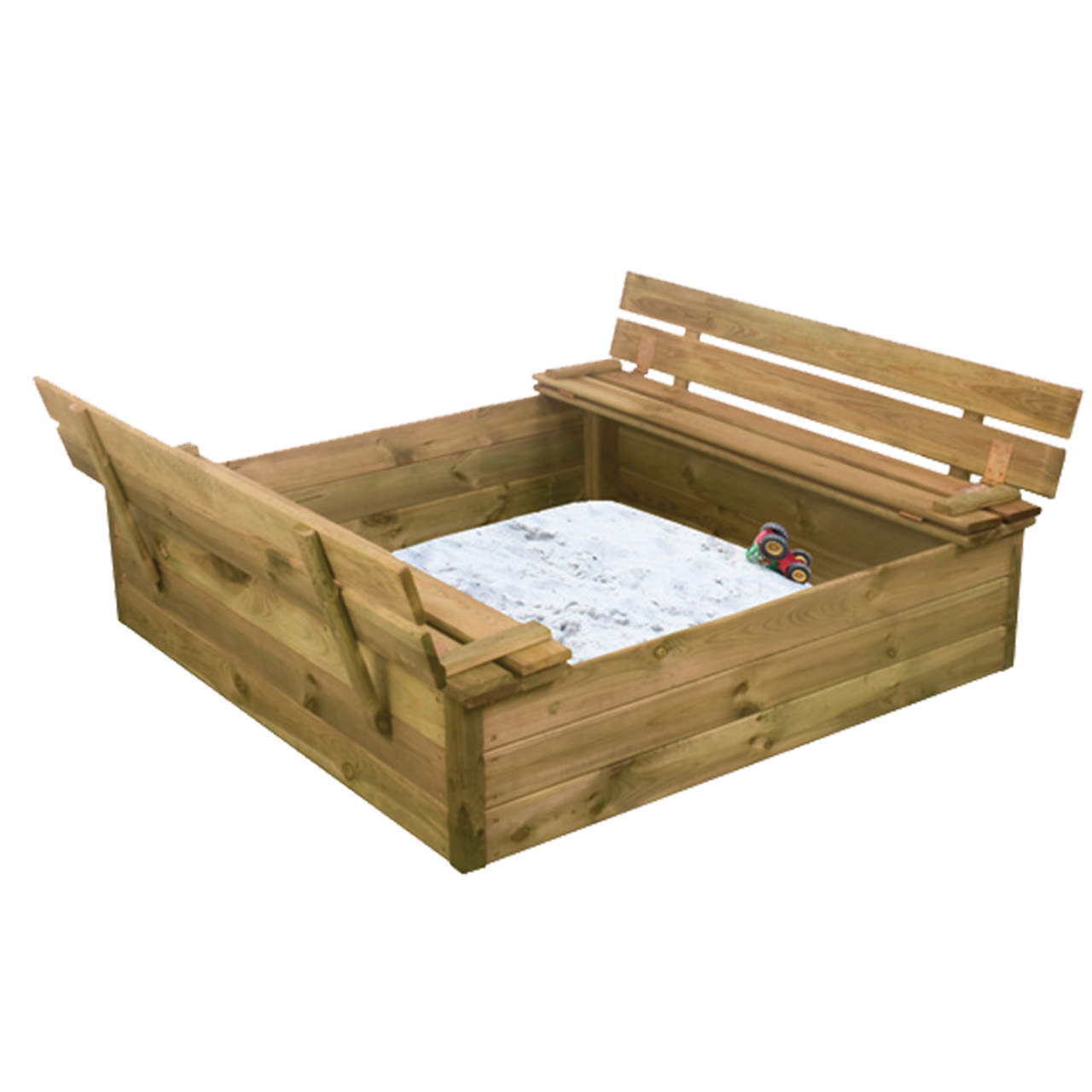 Sandbox with bench and lid 120 x 120 cm NORDIC PLAY