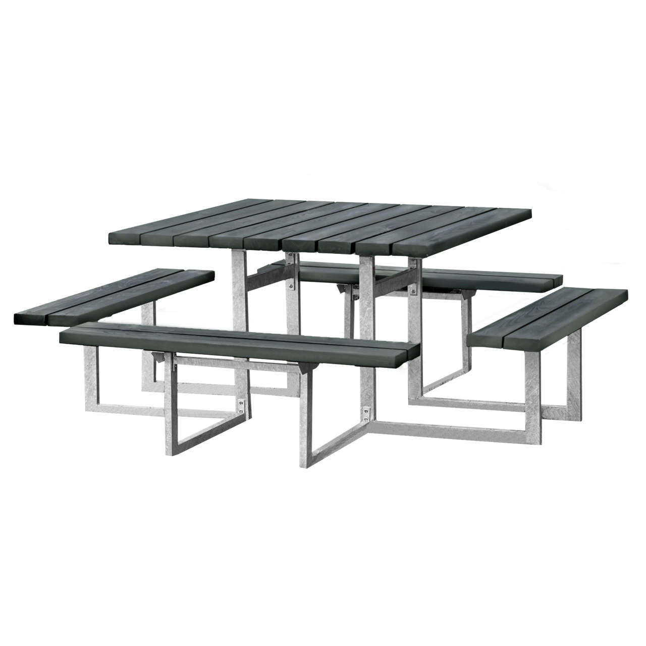 Picnic table 8 person non-wood anthracite and galvanized steel