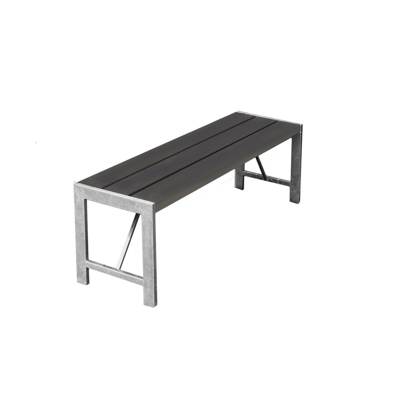 Bench h-model, 123 cm, non-wood, anthracite and galvanized steel HORTUS