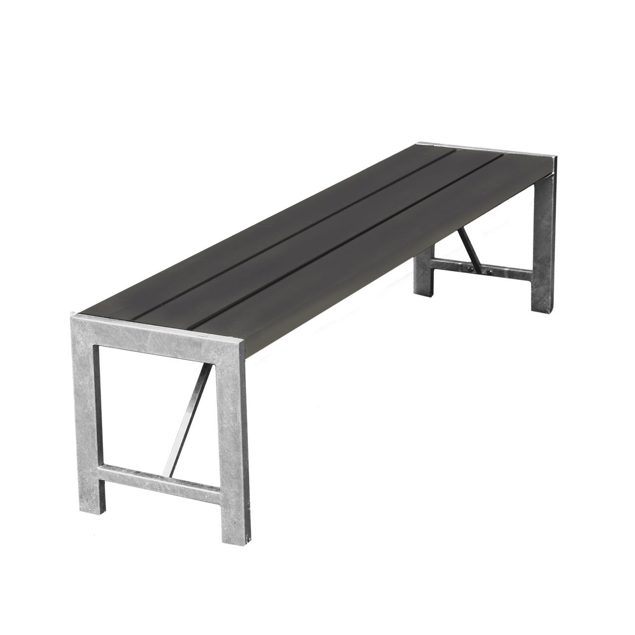 Bench h-model, 180 cm, non-wood, anthracite and galvanized steel HORTUS