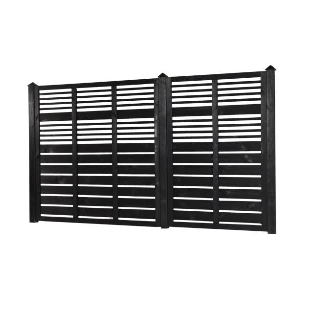 Windbreak fence, 180 x 180 cm, black primed, NORDIC FENCE, LINEAR