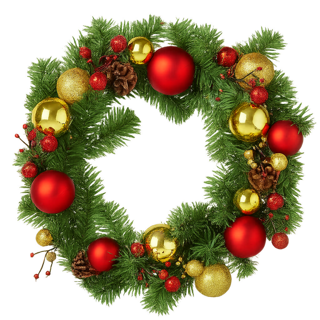 Artificial spruce wreath w/decoration Ø45 cm