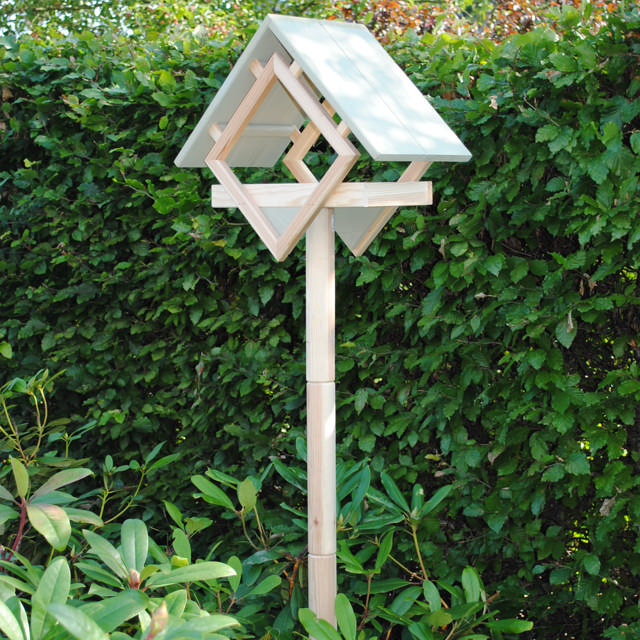 Bird feeder with pinewood olive green with unpainted stand HORTUS