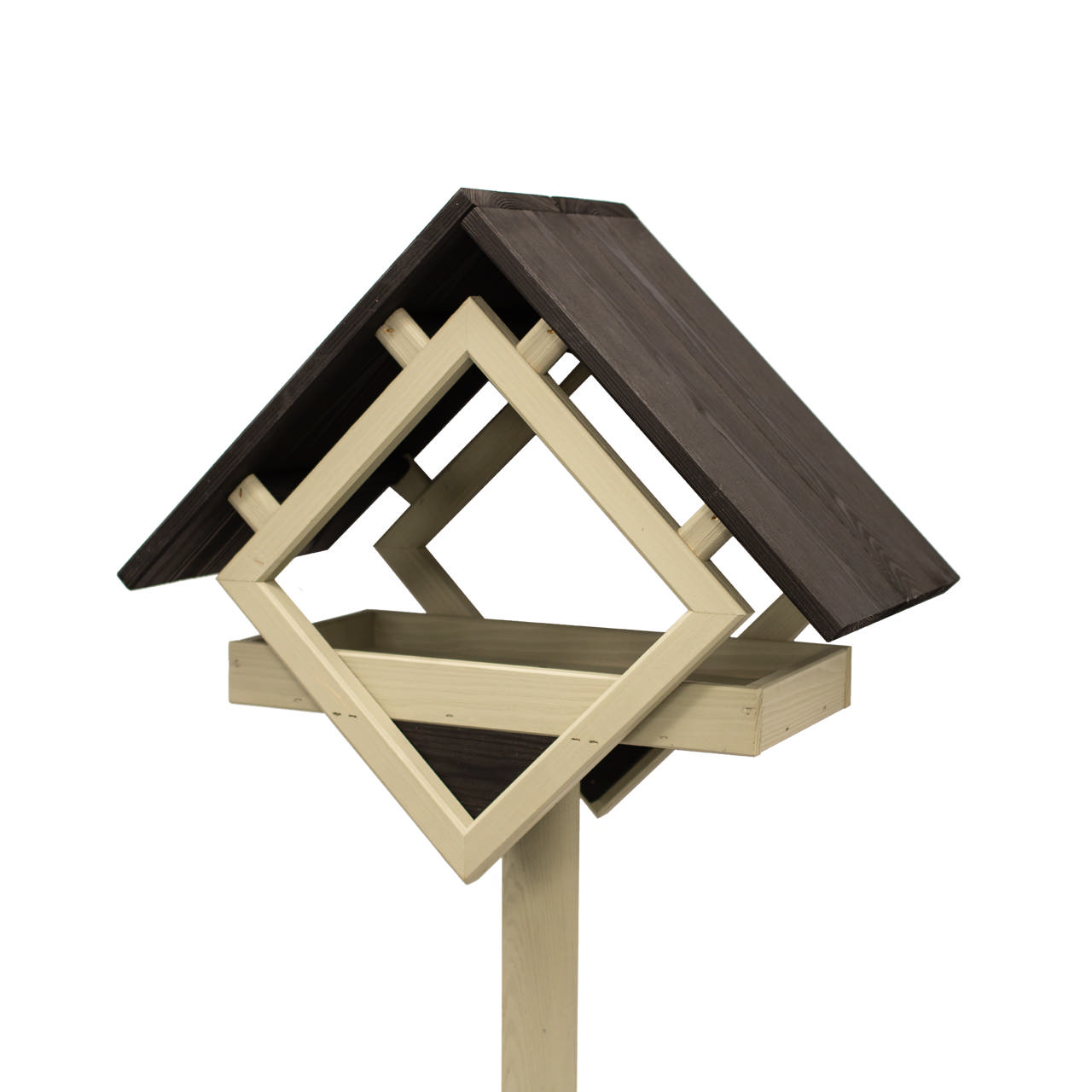 Bird feeder made of pinewood black with olive green stand HORTUS