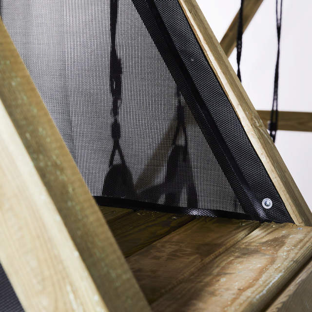Swing set with Climb module, black swing seat and black trapeze swing incl. green slide NORDIC PLAY