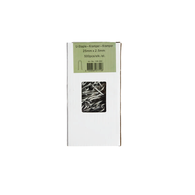 U-staple 2,5 x 25 mm, hot-dip galvanized, 500 pcs., NORDIC FENCE