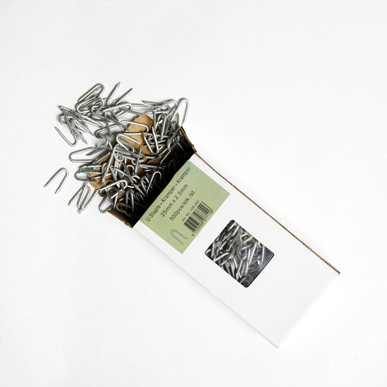 U-staple 2,5 x 25 mm, hot-dip galvanized, 500 pcs., NORDIC FENCE