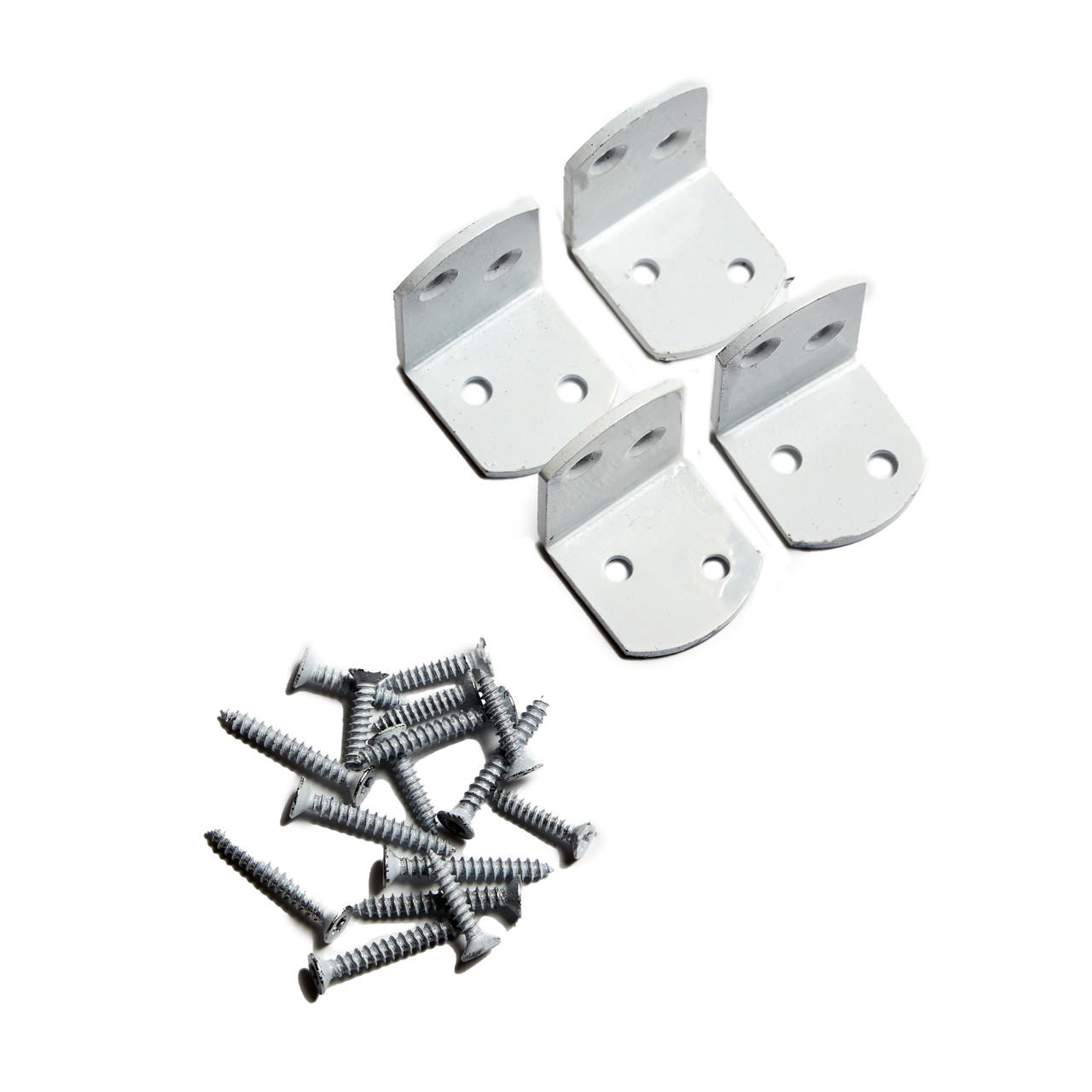 L-brackets including screws, 4 pieces, white, NORDIC FENCE